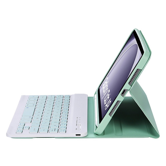 Чехол + клавиатура Samsung Galaxy Tab A9, Leather Pen Slot, светло-зеленый
