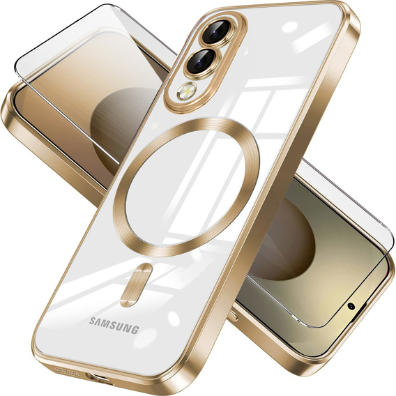 Чохол для Samsung Galaxy S25 Edge, Electro MagSafe, золотий + Скло на екран