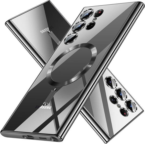 Чехол для Samsung Galaxy S24 Ultra, Electro MagSafe, чёрный + полное клеевое керамическое стекло