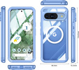 Чехол для Google Pixel 9 / Google Pixel 9 Pro, Shockproof, со стеклом, для MagSafe, синий