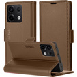 Чохол для Xiaomi Redmi Note 13 Pro 5G, ERBORD Glossy Litchi, гаманець з клапаном, коричневий