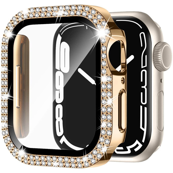2в1 чехол и защитное стекло для часов Apple Watch 4/5/6/SE 44mm, Gold