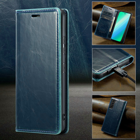 Откидной чехол для Samsung Galaxy S23, ERBORD Waxy Wallet, синий