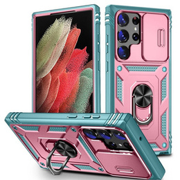 Чехол NOX Camera Slide Samsung Galaxy S24 Ultra, CamShield Slide, зеленый / розовый