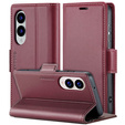 Чохол для Samsung Galaxy S25 Edge, ERBORD Glossy Litchi, гаманець з клапаном, червоний