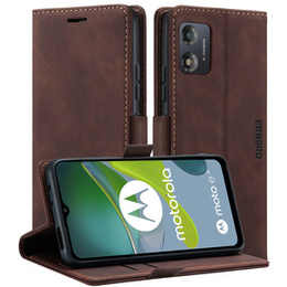Чехол для Motorola Moto E13 4G, ERBORD Vintage, бумажник с клапаном, кофе