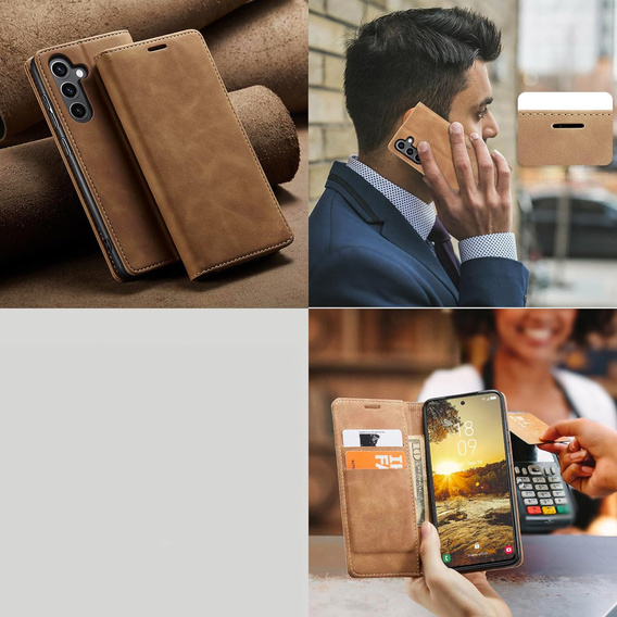 Чохол для Samsung Galaxy A16, ERBORD Vintage, гаманець з клапаном, коричневий