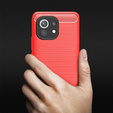 Чехол до Xiaomi Mi 11, Carbon, красный