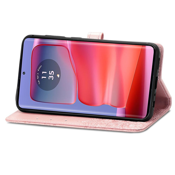 Откидной чехол для Motorola Edge 50 Pro, Mandala, розовый