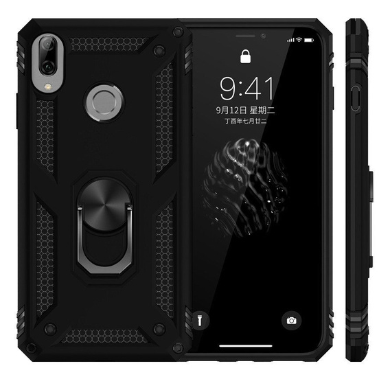 Бронированный Чехол до Huawei P20 Lite, Nox Case Ring, чёрный