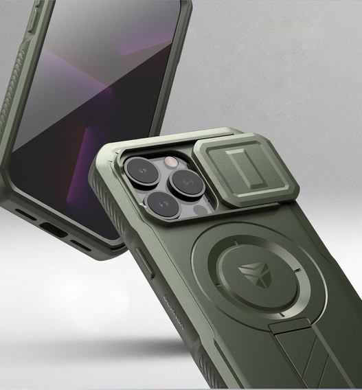 Броньований чохол для iPhone 15, Dexnor CamProtect MagSafe, зелений (Дві рамки)