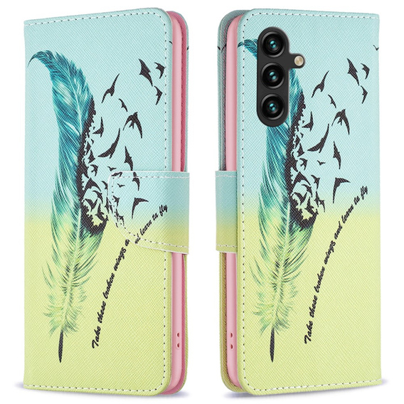 Откидной чехол для Samsung Galaxy A05s, Wallet, Feather, синий