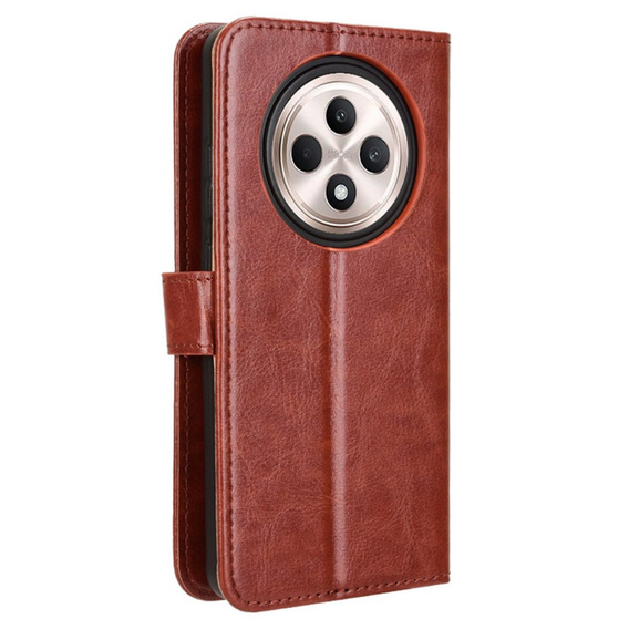 Футляр з клапаном для Oppo Reno 12FS / 12F, Crazy Horse Wallet, коричневий
