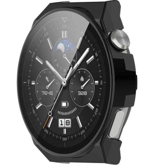 Силиконовый футляр со встроенным защитным стеклом до Huawei Watch GT 3 Pro 46mm, Black
