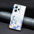 Откидной чехол для Xiaomi Redmi 12 4G, Wallet, butterfly & flowers, белый