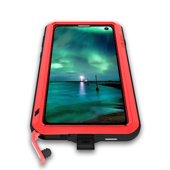 Чoхол Love Mei до Samsung Galaxy S10+ Plus, armored with glass, червоний