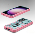 Чехол NOX Camera Slide Samsung Galaxy S23 FE, CamShield Slide, зелёный / розовый