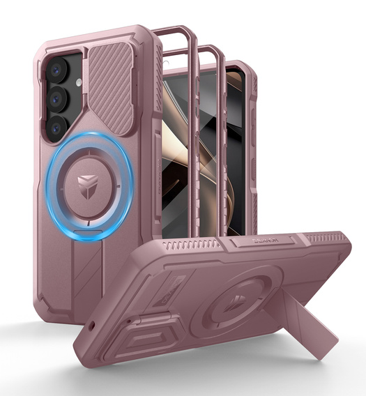 Броньований чохол для Samsung Galaxy S25, Dexnor CamProtect MagSafe, рожевий (Дві рамки)