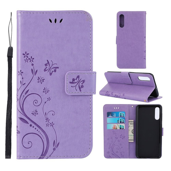 Чохол-книжка для Samsung Galaxy A50 / A30s, Butterfly Flower, фіолетовий
