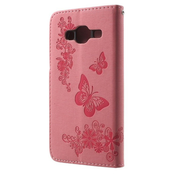Откидной чехол для Samsung Galaxy J3 2016, Butterfly, розовый
