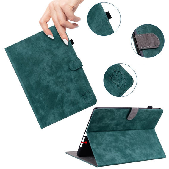 Чехол до Samsung Galaxy Tab S9, Wallet Pen Slot, зелёный