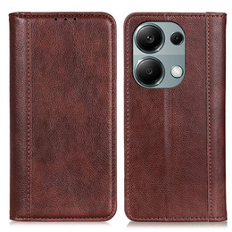 Чехол до Xiaomi Redmi Note 13 Pro 4G / Xiaomi Redmi Note 14S / Xiaomi Poco M6 Pro 4G, Wallet Litchi Leather, коричневый