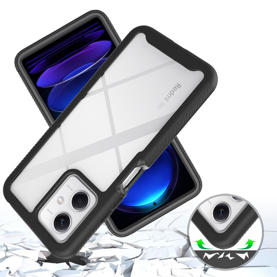 Чoхол Shockproof до Xiaomi Redmi Note 12 5G / POCO X5 5G, із захисним екраном, чорний