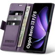 Чохол для Oppo Reno 13F / Oppo Reno 13FS, ERBORD Glossy Litchi, гаманець з клапаном, фіолетовий