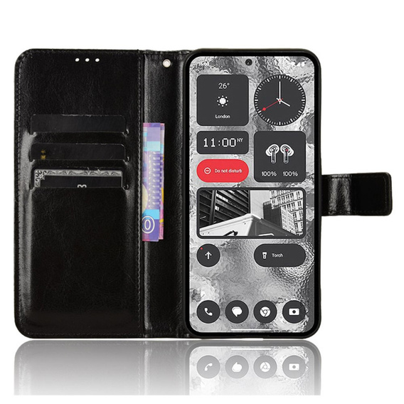 Откидной чехол для Nothing Phone 2, Crazy Horse Wallet, чёрный