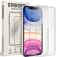 2x Загартоване скло для iPhone XR/11, ERBORD 9H Hard Glass на екрані