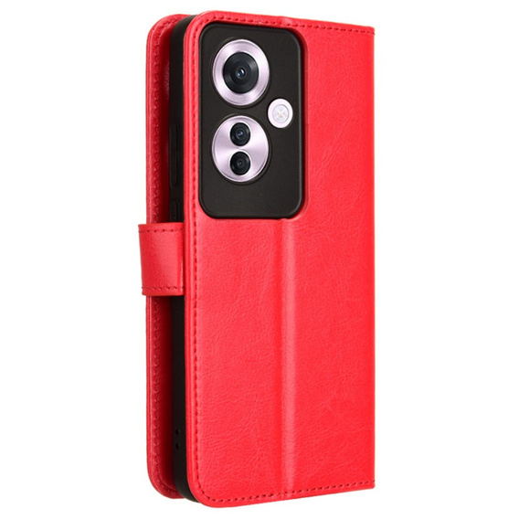 Откидной чехол для Oppo Reno 11F 5G, Crazy Horse Wallet, красный