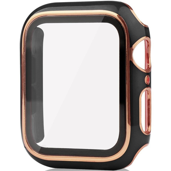 2в1 чехол и защитное стекло для часов Apple Watch 7/8 45mm - Black / Gold