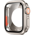 2в1 чехол и защитное стекло для часов Apple Watch 7/8 45MM, Titanium Gold/Orange