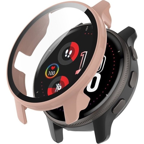 2в1 чохол та захисне скло для годинника Garmin Venu 2 Plus, Pink