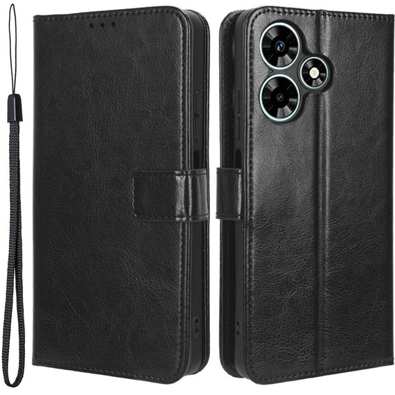 Футляр з клапаном для Infinix Hot 30, Crazy Horse Wallet, чорний