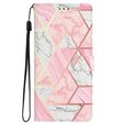Откидной чехол для Samsung Galaxy A25 5G, Wallet Marble, розовый + 9H стекло  
