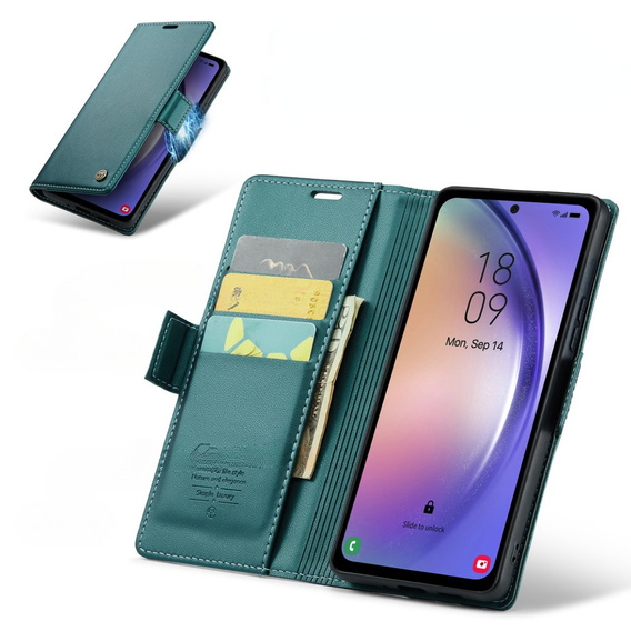 CASE фліп-чохол для Samsung Galaxy A54 5G, Litchi Wallet, зелений