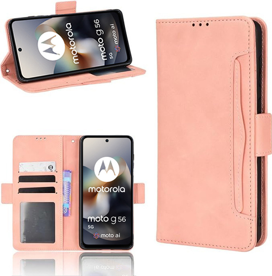 Откидной чехол для Motorola Moto G56 5G, Card Slot, розовый