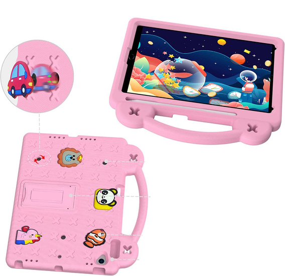 Детский чехол для iPad 10.2" 2021/2020/2019 (9/8/7 gen.) / Air 10.5" 2019 (3 gen.), Cute Patterns, с подставкой, розовый