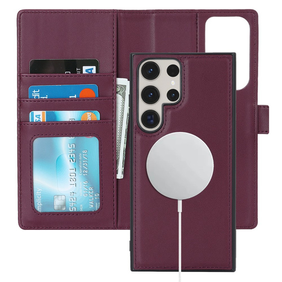 Чохол-скринька для Samsung Galaxy S23 Ultra, гаманець, для MagSafe, зелений, з клапаном, для Samsung Galaxy S23 Ultra, гаманець, для MagSafe, бордовий