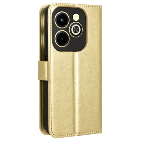 Футляр з клапаном для Infinix Hot 40i, Crazy Horse Wallet, золотий