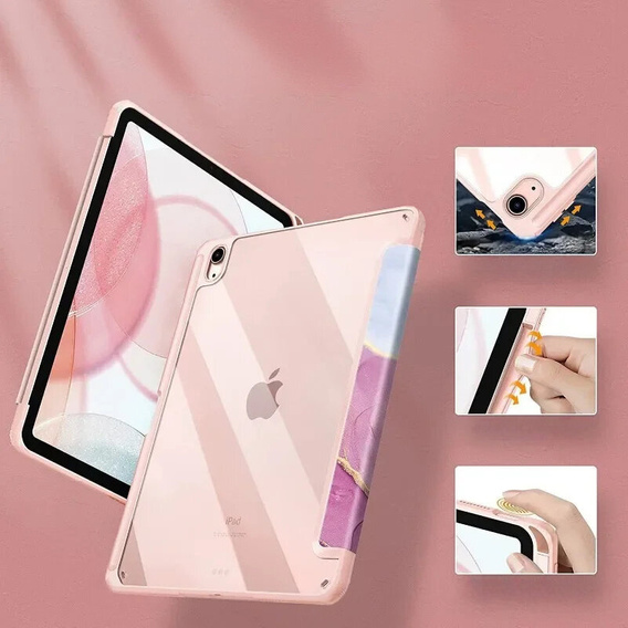 Чехол для iPad 10.9" 2022 (10 gen.), Smartcase Hybrid, с местом для стилуса, Marble розовый