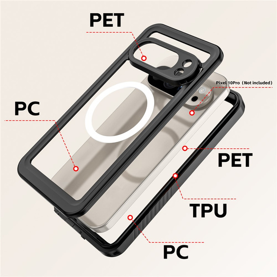 Водонепроницаемый чехол Redpepper IP68 с защитой 360° и MagSafe для Google Pixel 10 Pro