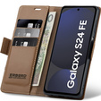 Чохол для Samsung Galaxy S24 FE, ERBORD Glossy Litchi, гаманець з клапаном, коричневий