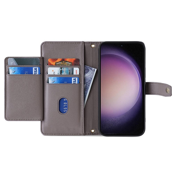 Откидной чехол для Samsung Galaxy A25 5G, Wallet Zipper Pocket, серый