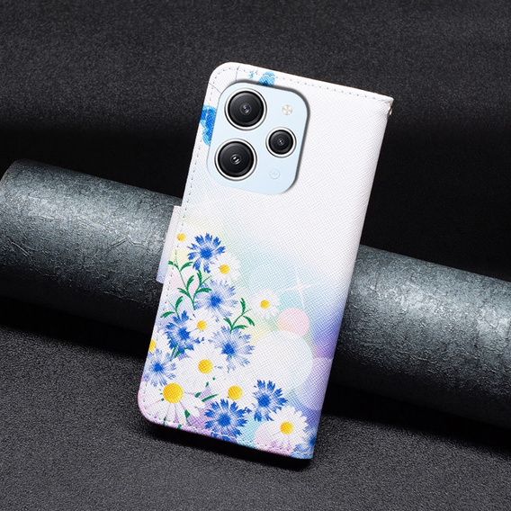 Откидной чехол для Xiaomi Redmi 12 4G, Wallet, butterfly & flowers, белый
