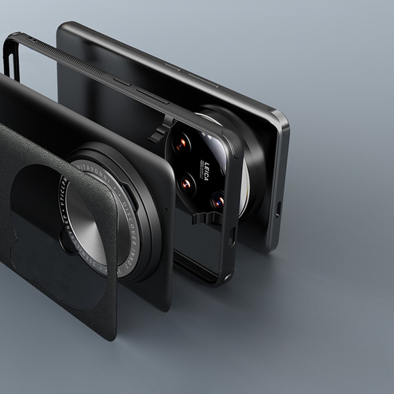 Чехол для Xiaomi 14 Ultra, бронированный Nillkin, Camshield Prop Leather Coated, для Magsafe, черный