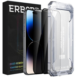 2x Загартоване захисне скло для iPhone 16e / 14 / 13 / 13 Pro, ERBORD 9H Easy App Anti-Peep