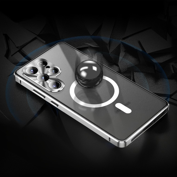 Магнітний чохол Dual Glass MagSafe для Samsung Galaxy S25 Ultra, сріблястий