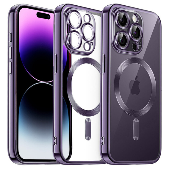 Чохол для iPhone 14 Pro, Electro MagSafe, фіолетовий + Скло на екран